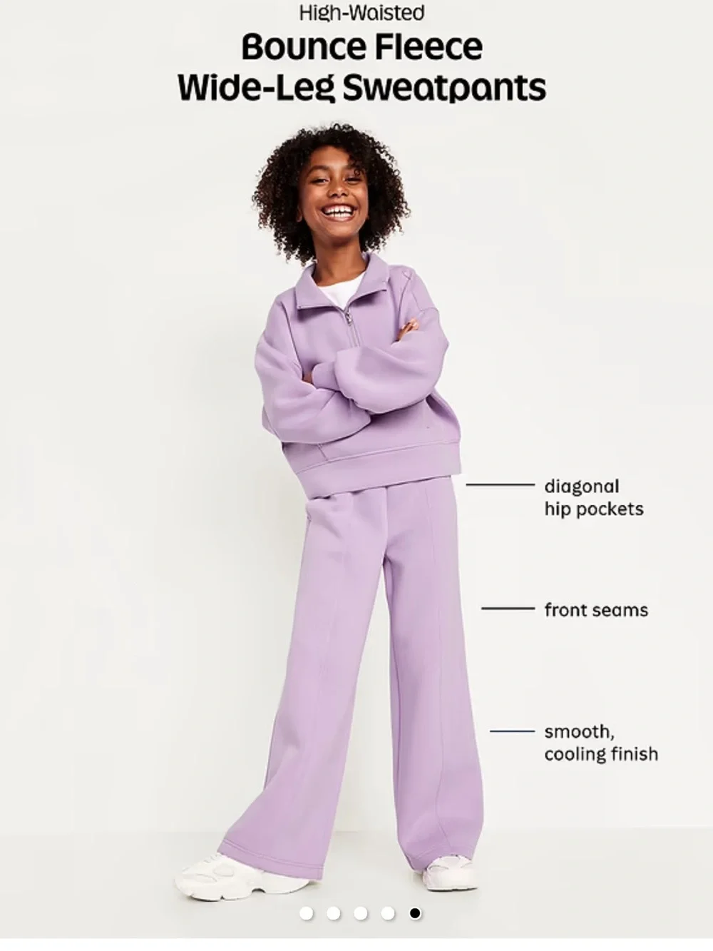 Girls bounce fleece wide leg sweatpants